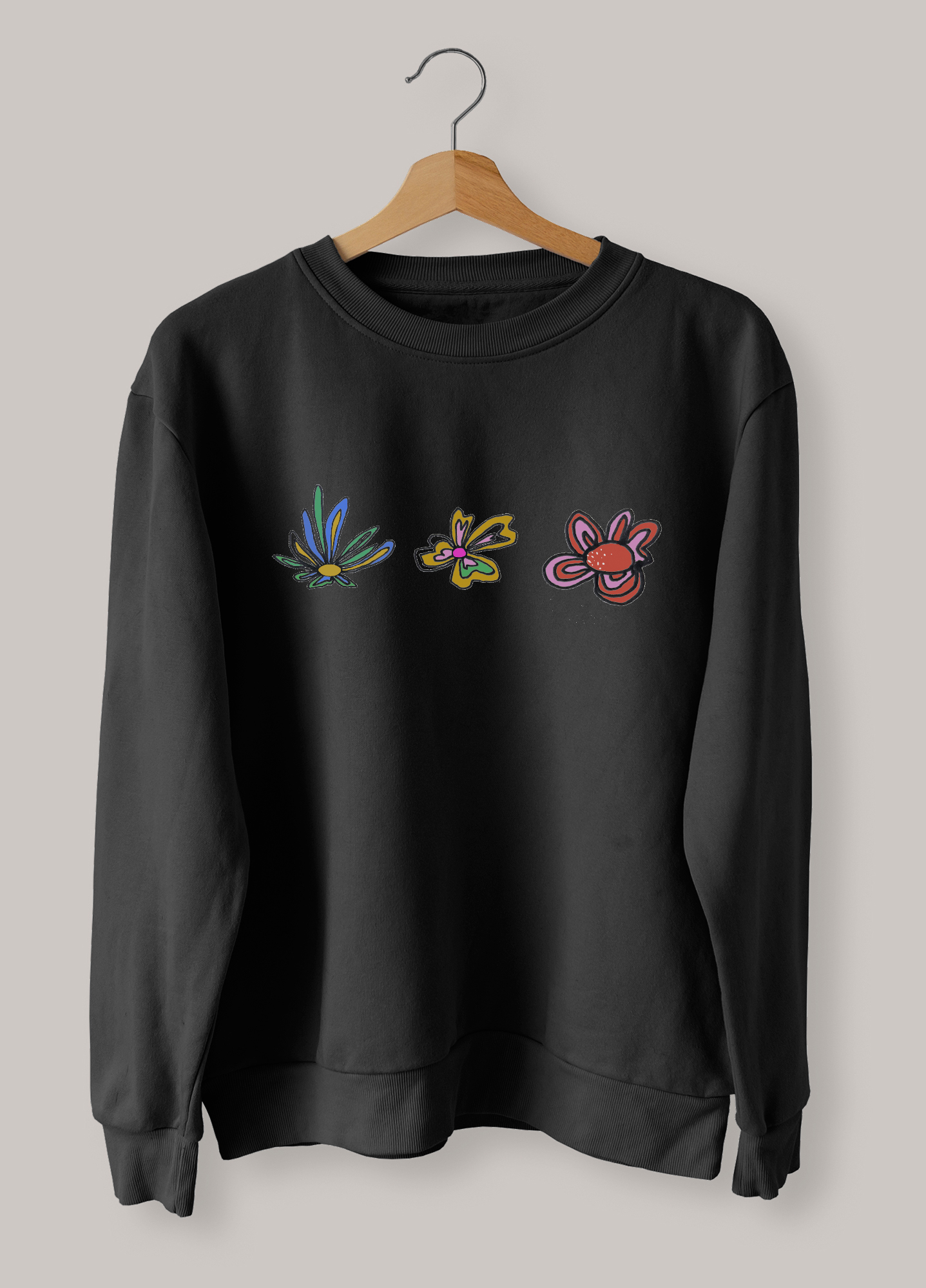 Wild-Flowers-Crewneck-black