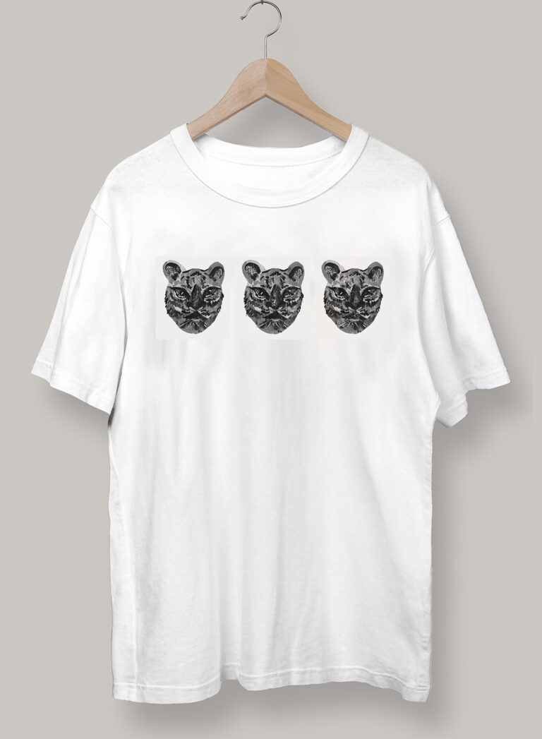 Snow Leopard T shirt Black White Pahadan Studio snow-leopard-t-shirt-black-white-pahadan-studio